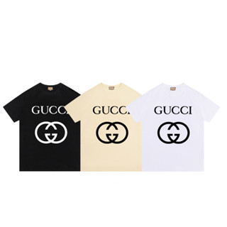 Gucc เสื้อยืด คอกลม แขนสั้น ผ้าฝ้าย พิมพ์ลาย แฟชั่น สําหรับทุกเพศ