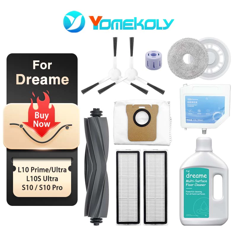 สําหรับ Dreame L10 Prime / L10s Ultra / SE / L10 Ultra / L10s Pro Ultra / S10 / S10 Pro /Xiaomi X10+ / Mijia B101CN อะไหล่แปรงหลัก, แปรงด้านข้าง, ไฟล์, ผ้าถูพื้น