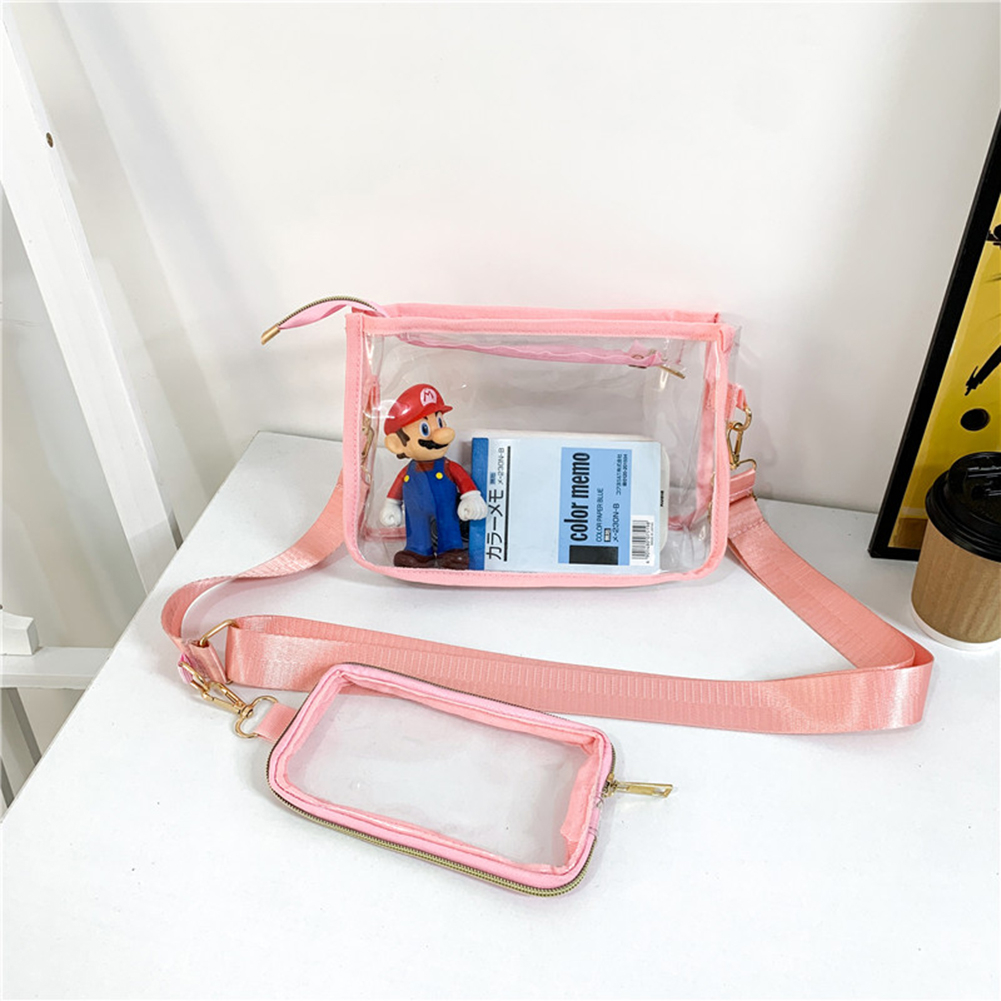 [SuperDeals888.th] กระเป๋าสะพาย PVC โปร่งใส 2 IN 1 สายสะพายไหล่ปรับได้ Casual Clear Crossbody Bag แฟชั่นคู่