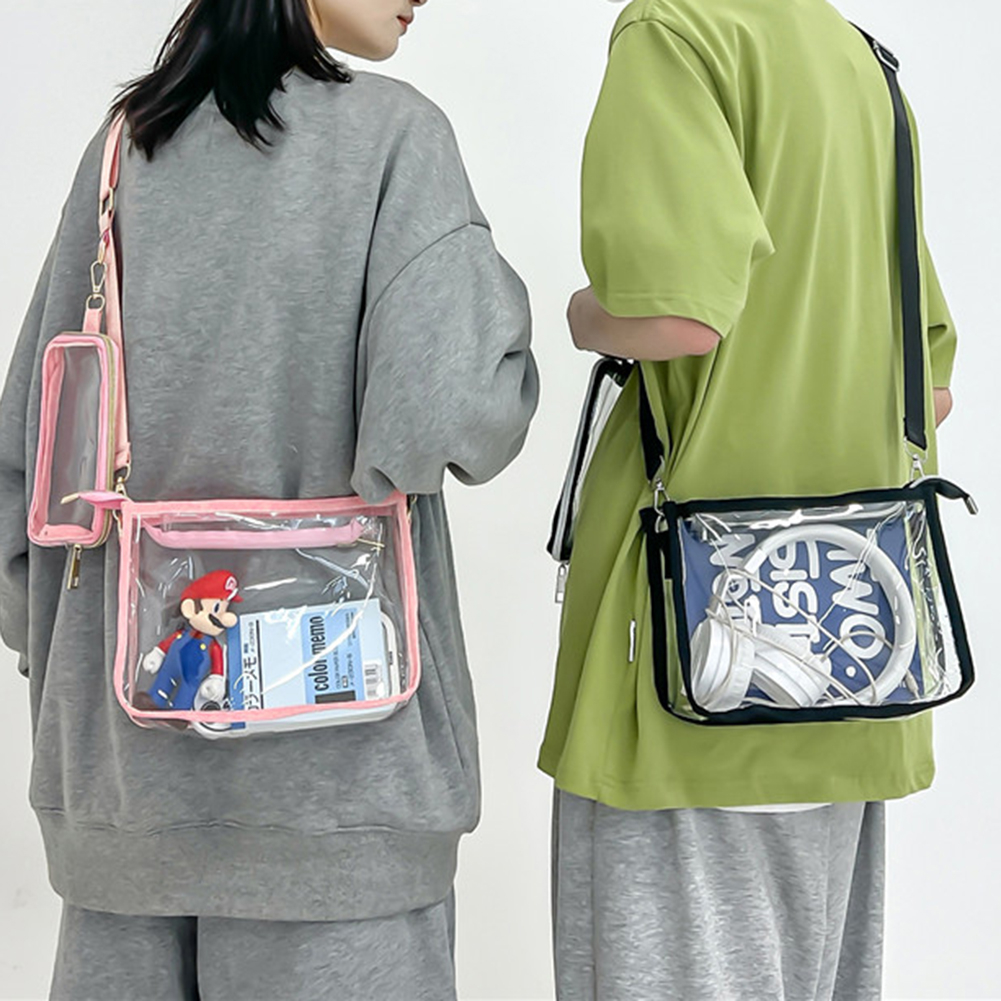 [SuperDeals888.th] กระเป๋าสะพาย PVC โปร่งใส 2 IN 1 สายสะพายไหล่ปรับได้ Casual Clear Crossbody Bag แฟชั่นคู่