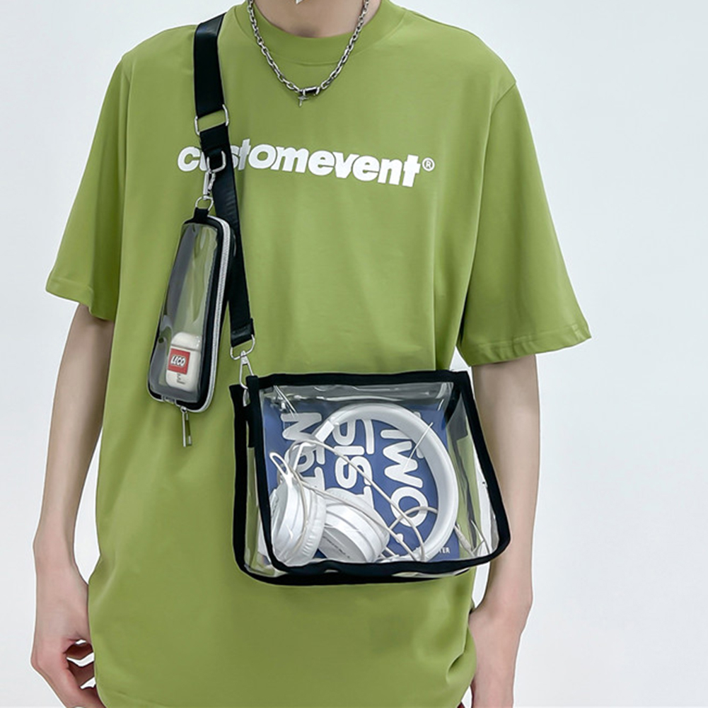 [SuperDeals888.th] กระเป๋าสะพาย PVC โปร่งใส 2 IN 1 สายสะพายไหล่ปรับได้ Casual Clear Crossbody Bag แฟชั่นคู่