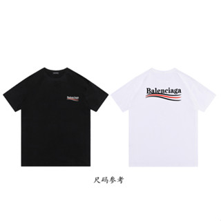 Balenciag เสื้อยืดแขนสั้น คอกลม ผ้าฝ้าย พิมพ์ลาย แฟชั่นสําหรับผู้ชาย และผู้หญิง