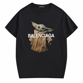 Balenciag เสื้อยืดแขนสั้น คอกลม ผ้าฝ้าย พิมพ์ลาย แฟชั่นสําหรับผู้ชาย และผู้หญิง