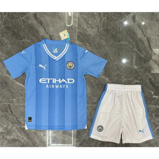 เสื้อกีฬาแขนสั้น ลายทีม Man City 23 24 ไซซ์ 16-2XL สําหรับเด็ก และผู้ใหญ่