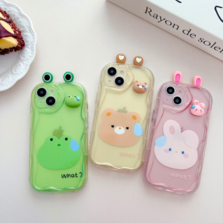 Dd เคสโทรศัพท์มือถือ ลายการ์ตูนหมีน่ารัก สามมิติ สีเขียว สําหรับ Apple iPhone 13 12 Promax XS 13 Promax 78 Plus 14 Promax 7 8