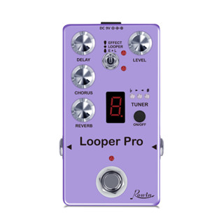 Rowin RE05 Looper Pro แป้นเหยียบเอฟเฟคดิจิทัล พร้อมจูนเนอร์ Looper Delay Chorus Tuner Reverb Effect Combined Together Full Metal Case Bypass