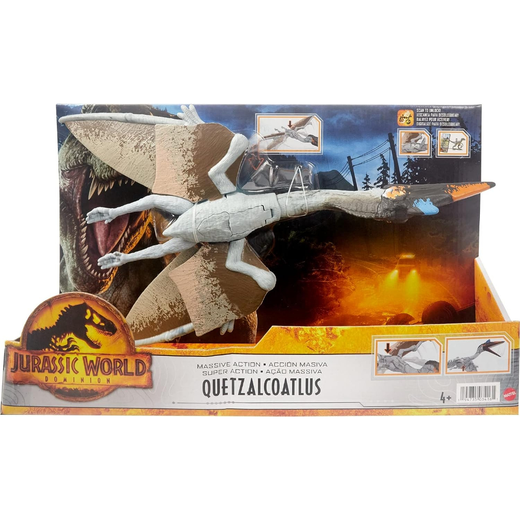Jurassic World Dominion Massive Action Quetzalcoatlus ไดโนเสาร์ Action Figure ของเล่นโจมตี Motion, Plus Downloadable App & AR HDX48