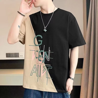 ใหม่ เสื้อยืดลําลอง แขนสั้น คอกลม พิมพ์ลายตัวอักษร สีตัดกัน แฟชั่นฤดูร้อน สําหรับผู้ชาย นักเรียน