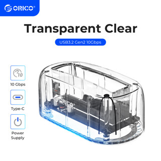 ORICO type - c 10 gbps อุปกรณ์ขาตั้งสีใส hdd station 2 . 5/3 . 5 ฮาร์ดไดรฟ์ enclosure usb 3 . 1 gen 2 (6139C3)