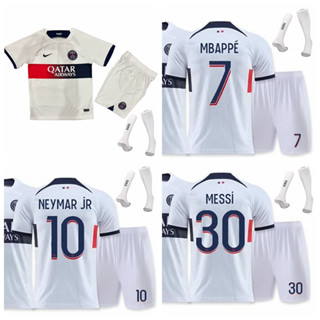 เสื้อกีฬาแขนสั้น ลายทีมชาติฟุตบอล PSG Paris Saint-Germain Mbappe Neymar Messi 2023-24 Season ชุดเยือน