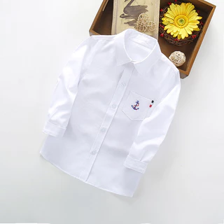 เสื้อโปโลเด็กผู้ชาย แขนยาว สไตล์ทางการ สีพื้น 3 14 ปี คอปกกระดุม ใส่ได้หลากหลายโอกาส โปโลคอปก