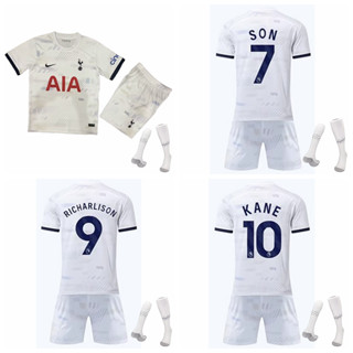 เสื้อกีฬาแขนสั้น ลายทีมชาติฟุตบอล Tottenham Hotspur 2023-24 ชุดเหย้า Kane Son Heung-Min Richarlison พร้อมถุงเท้า