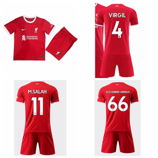 เสื้อกีฬาแขนสั้น ลายทีมชาติฟุตบอล Liverpool Mohamed Salah Virgil van Dijk Alexander-Arnold 2023-24 ชุดเหย้า