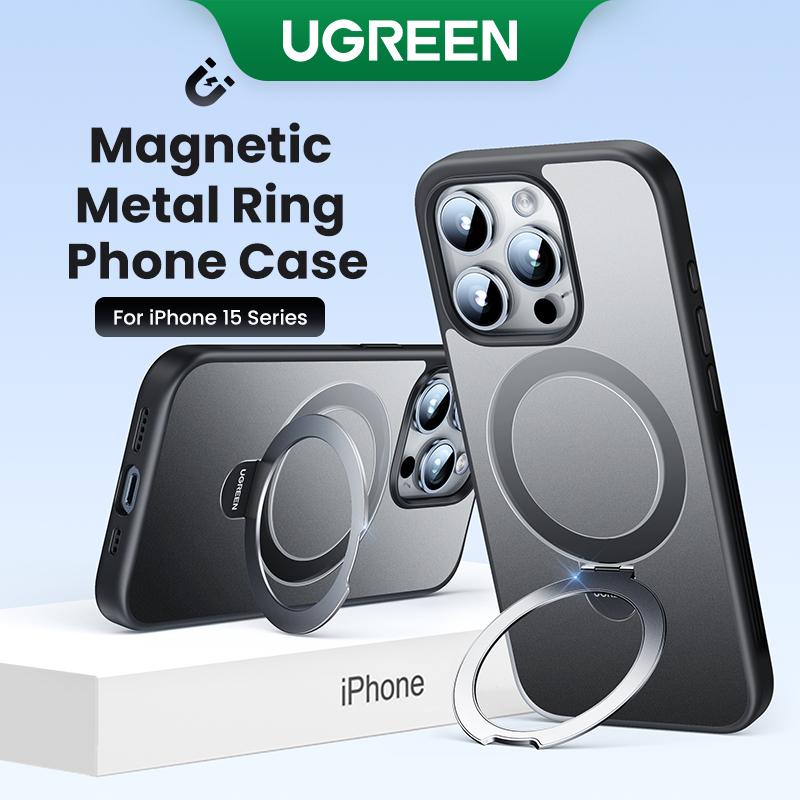 Ugreen เคสโทรศัพท์มือถือ กันกระแทก พร้อมแหวนแม่เหล็กตั้งโทรศัพท์ ปรับได้หลายมุม สําหรับ iPhone 15 15