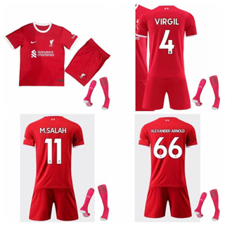 เสื้อกีฬาแขนสั้น ลายทีมชาติฟุตบอล Liverpool Mohamed Salah Virgil van Dijk Alexander-Arnold 2023-24 ชุดเหย้า