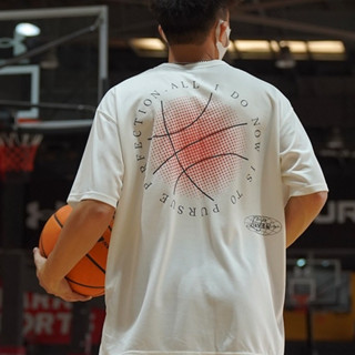 Lushisi [Sunset Basketball] เสื้อยืดลําลอง ผ้าฝ้าย แขนสั้น ดูดซับเหงื่อ พิมพ์ลาย สไตล์อเมริกัน เหมาะกับการวิ่ง เล่นกีฬา