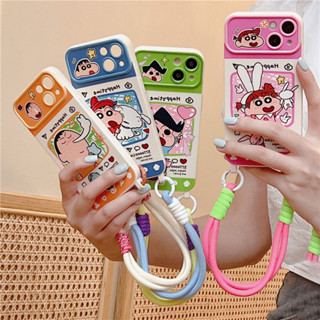 เคสโทรศัพท์มือถือ แบบนิ่ม ลายการ์ตูนชินจัง พร้อมสายคล้อง สําหรับ iPhone 12 13 14 PRO MAX iPhone14 iPhone14Pro