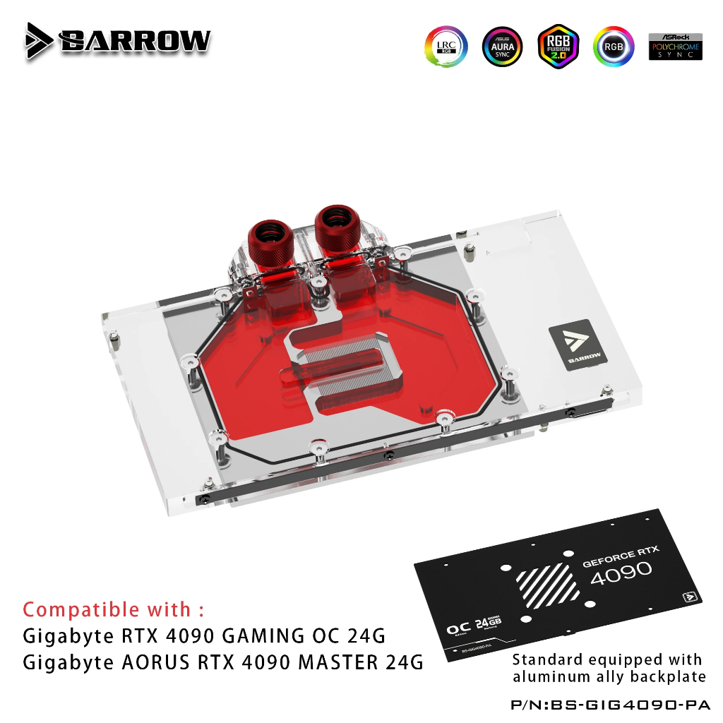 Barrow GPU Water Block สําหรับ Gigabyte RTX 4090 GAMING OC 24G, AORUS RTX 4090 MASTER Card Cooler พร