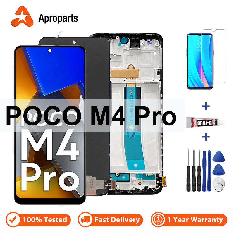 สําหรับ Xiaomi Poco M4 Pro 4G 2201117Pi หน้าจอแสดงผล LCD ดิจิไทเซอร์ MZB0B5VIN 2201117อะไหล่เปลี่ยน 