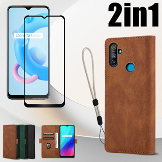 2 in 1 เคสโทรศัพท์หนัง ฝาพับ หรูหรา พร้อมสายคล้อง ปรับได้ สําหรับ Realme C3(3 กล้อง) Narzo 10A