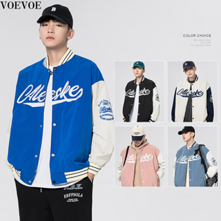 Voevoe เสื้อแจ็กเก็ตเบสบอล ทรงหลวม สไตล์สตรีท สําหรับผู้ชาย