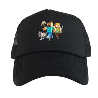 Minecraft หมวกเบสบอล หมวกตาข่าย ปรับได้ ฤดูร้อน ตาข่าย Snapback สําหรับผู้หญิง ผู้ชาย ผู้ใหญ่ ของขวัญเด็กโต