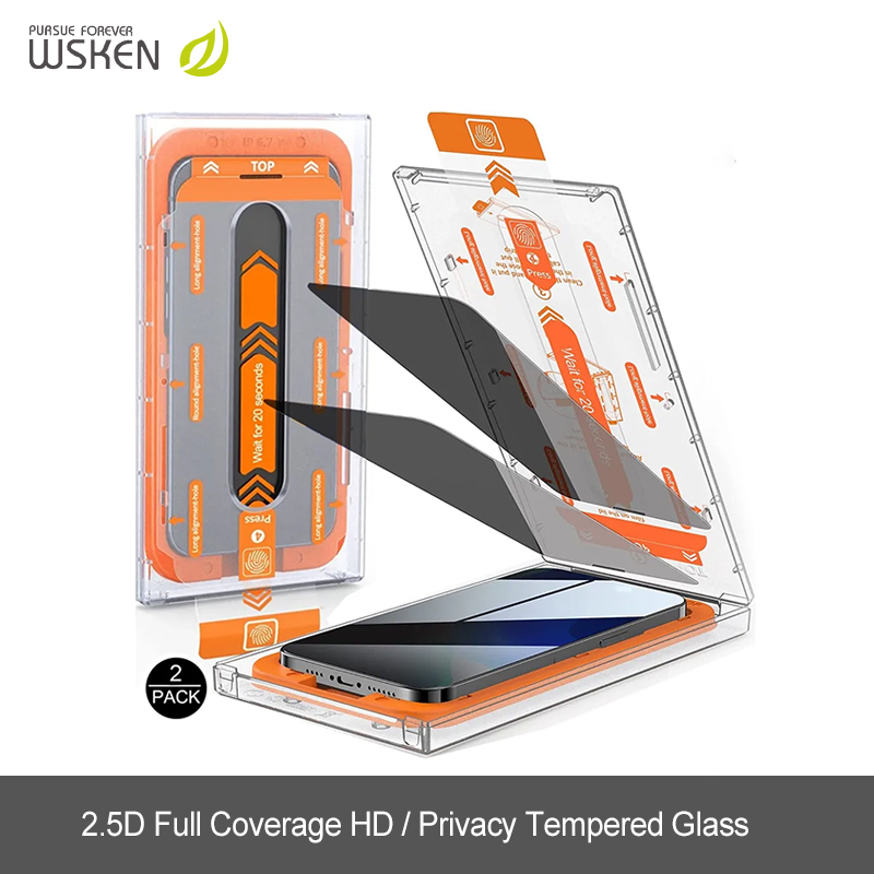Wsken ฟิล์มกระจกนิรภัยกันรอยหน้าจอ HD กันฝุ่น 2.5D สําหรับโทรศัพท์มือถือ 15ProMax 15Pro 15Plus 15 14Pro 14ProMax 13 12 11 Pro ProMax XR [2 แพ็ก]