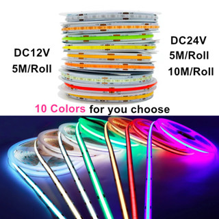 เทปไฟ LED COB DC12V 24V 480LEDs / เมตร ยืดหยุ่น สําหรับตกแต่งบ้าน ห้องครัว คริสต์มาส 10 เมตร ต่อม้วน