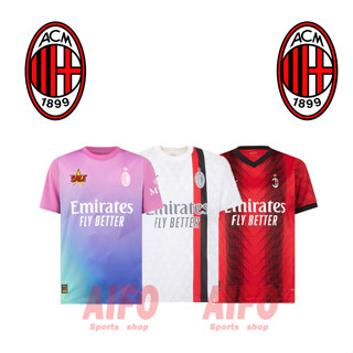 เสื้อกีฬาแขนสั้น ลายทีมชาติฟุตบอล AC Milan Jersey 23 24 ชุดเหย้า คุณภาพสูง สําหรับผู้ชาย