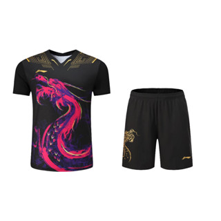 ใหม่ Li Ning เสื้อยืดลําลอง แขนสั้น คอกลม พิมพ์ลายแบดมินตัน เหมาะกับการเล่นกีฬา เทนนิส สําหรับผู้ชาย และผู้หญิง 2021