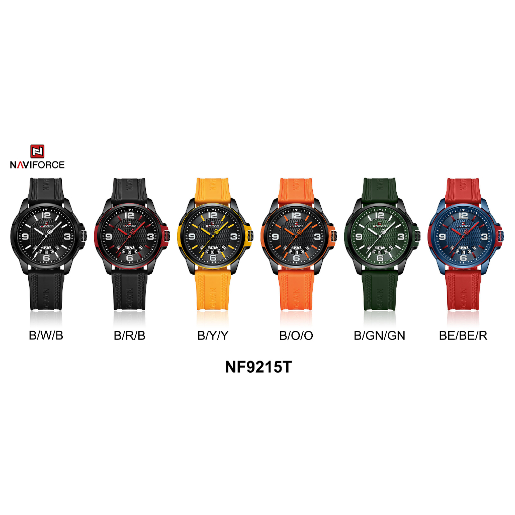 Naviforce 9215 นาฬิกาข้อมือแฟชั่น สายซิลิโคน กันน้ํา สไตล์ทหาร