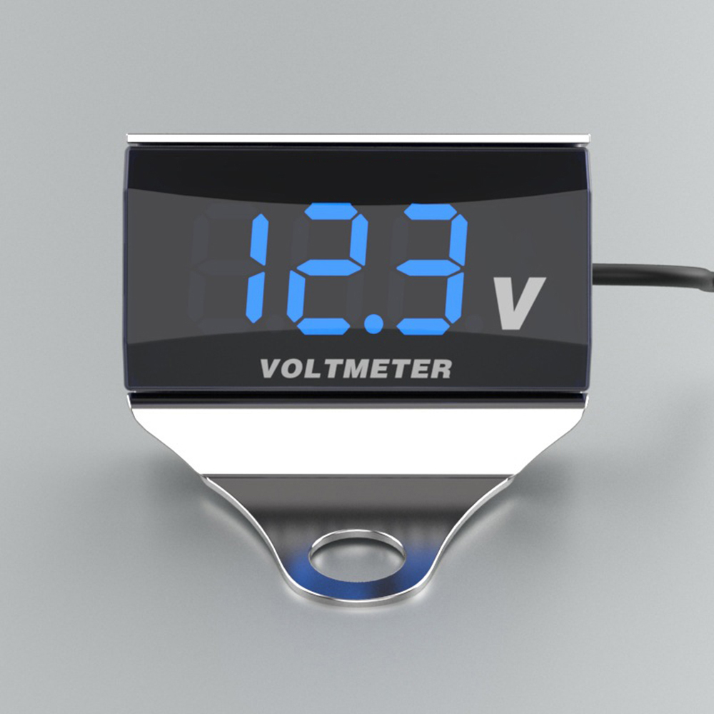 เครื่องวัดแรงดันไฟฟ้าดิจิทัล DC 10-150V หน้าจอ LED กันน้ํา พร้อมตัวยึด สําหรับรถจักรยานยนต์