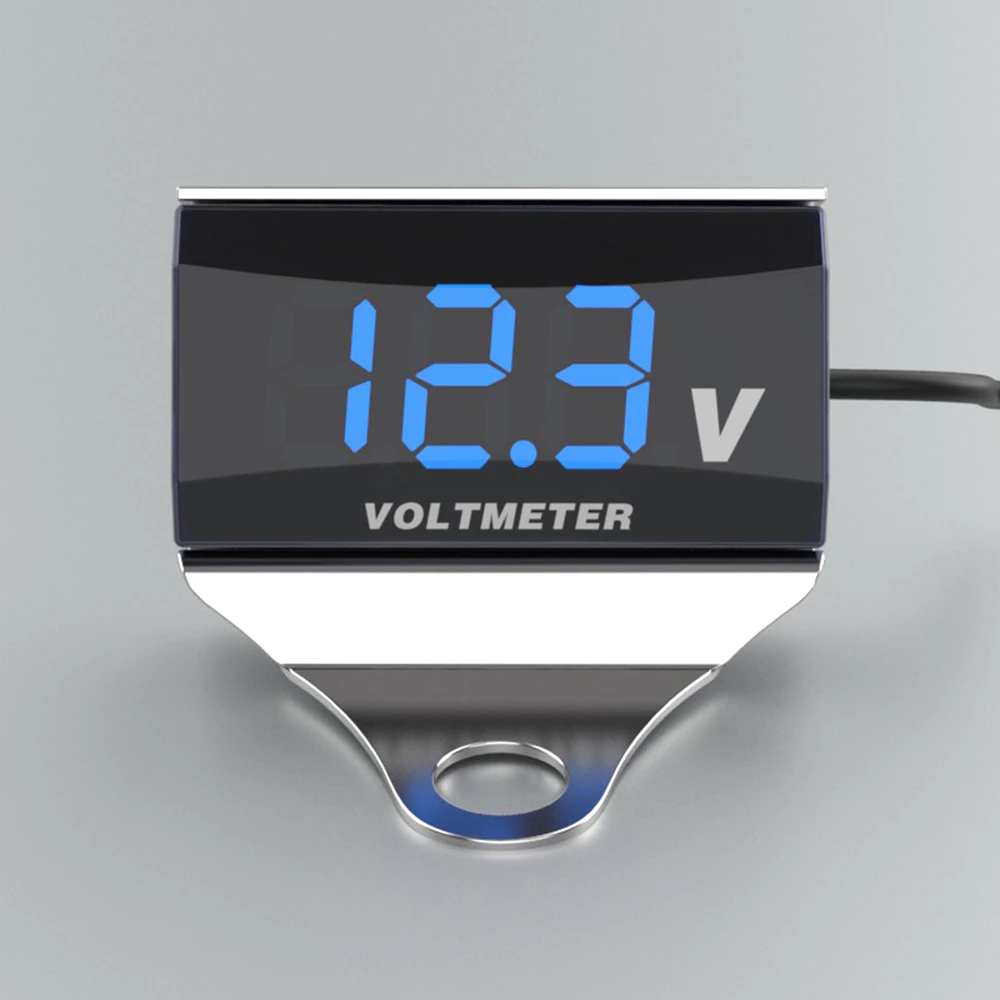 เครื่องวัดแรงดันไฟฟ้าดิจิทัล DC 10-150V หน้าจอ LED กันน้ํา พร้อมตัวยึด สําหรับรถจักรยานยนต์