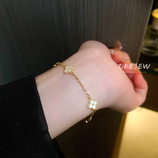 DREJEW สร้อยข้อมือ ทอง 18k ประดับเพทาย ลายดอกไม้ หรูหรา เครื่องประดับแฟชั่น สําหรับผู้หญิง