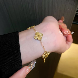 DREJEW สร้อยข้อมือ ทอง 18k ประดับเพทาย ลายดอกไม้ หรูหรา เครื่องประดับแฟชั่น สําหรับผู้หญิง