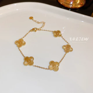 DREJEW สร้อยข้อมือ ทอง 18k ประดับเพทาย ลายดอกไม้ หรูหรา เครื่องประดับแฟชั่น สําหรับผู้หญิง