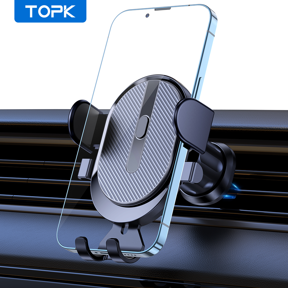 Topk ที่วางโทรศัพท์ในรถยนต์ แบบสากล ตะขอระบายอากาศ ขาตั้งโทรศัพท์มือถือ สําหรับ iPhone 14 ProMax Xiaomi Huawei Samsung สมาร์ทโฟน