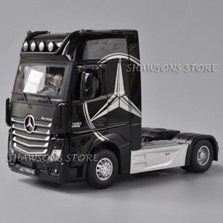 โมเดลรถบรรทุกเบนซ์ แบบโลหะ ขนาด 1:24 Benz Actros Semi-Trailer Tractor พร้อมไฟเสียง