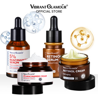 Vibrant GLAMOUR ชุดเซรั่มไวท์เทนนิ่งครีม เรตินอลไนอะซินาไมด์ 5X เซราไมด์ ต่อต้านริ้วรอย ลดฝ้า ให้ความชุ่มชื้น 4 ชิ้น