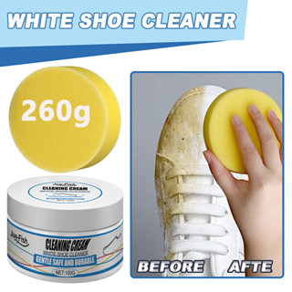 260g ครีมขัดรองเท้าขาว RENEWILL น้ำยาขัดรองเท้าขาว White Shoe Cleaner พร้อมฟองน้ำสำหรับขัด