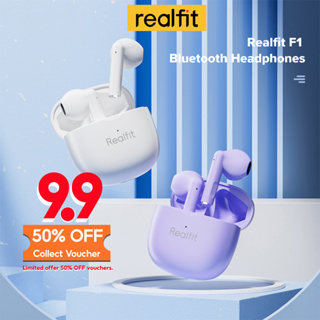 Realfit F1 หูฟังไร้สายบลูทูธ พร้อมไมโครโฟน Bluetooth 5.3 เสียงซูเปอร์เบส