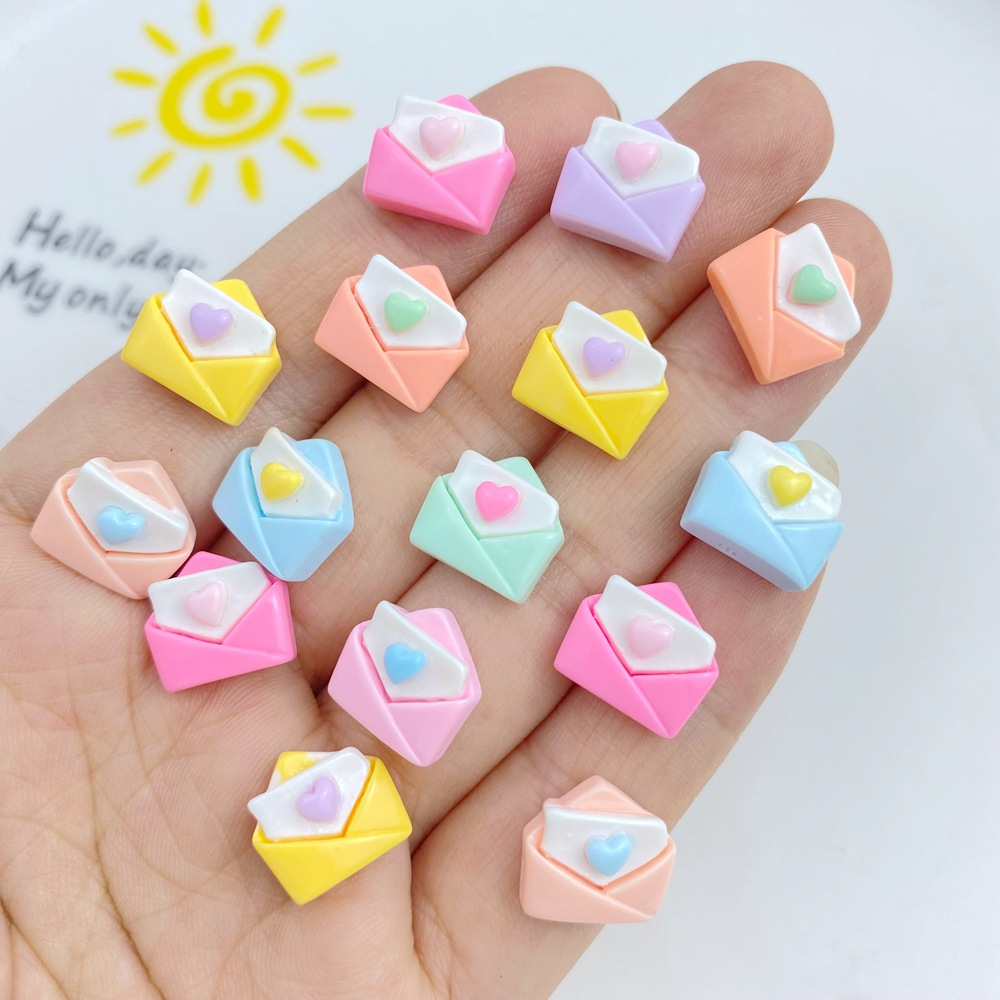 เรซิ่นน่ารัก รูปหัวใจ ขนาดเล็ก 20 ชิ้น ซองจดหมาย สีสดใส สําหรับตกแต่งเล็บ - รูปที่ 5