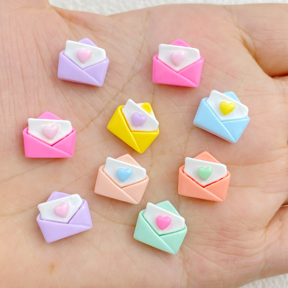 เรซิ่นน่ารัก รูปหัวใจ ขนาดเล็ก 20 ชิ้น ซองจดหมาย สีสดใส สําหรับตกแต่งเล็บ - รูปที่ 4