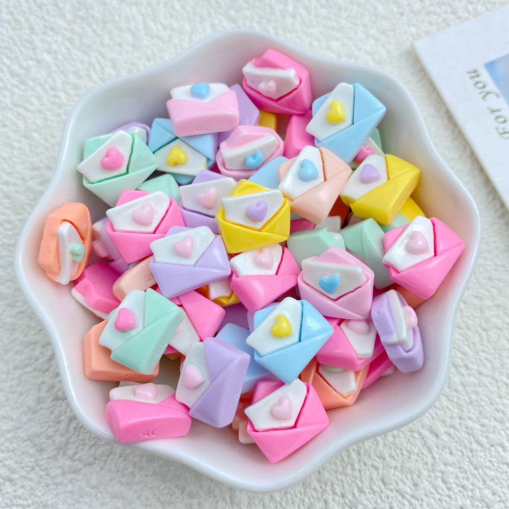 เรซิ่นน่ารัก รูปหัวใจ ขนาดเล็ก 20 ชิ้น ซองจดหมาย สีสดใส สําหรับตกแต่งเล็บ - รูปที่ 3