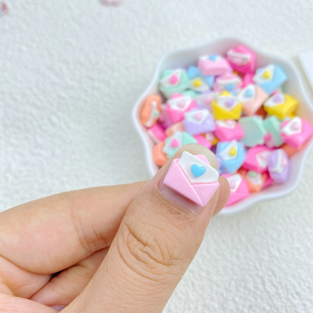 เรซิ่นน่ารัก รูปหัวใจ ขนาดเล็ก 20 ชิ้น ซองจดหมาย สีสดใส สําหรับตกแต่งเล็บ - รูปที่ 2