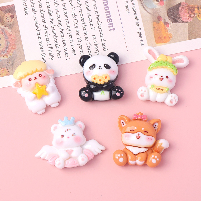 10 ชิ้น / แพ็ค จําลอง การ์ตูนสัตว์น่ารัก กระต่าย แพนด้า สุนัขจิ้งจอก เรซิน สร้างสรรค์ อุปกรณ์เสริม Diy เคสโทรศัพท์แบน ถ้วยน้ํา รองเท้า หัวเข็มขัด วัสดุตกแต่ง