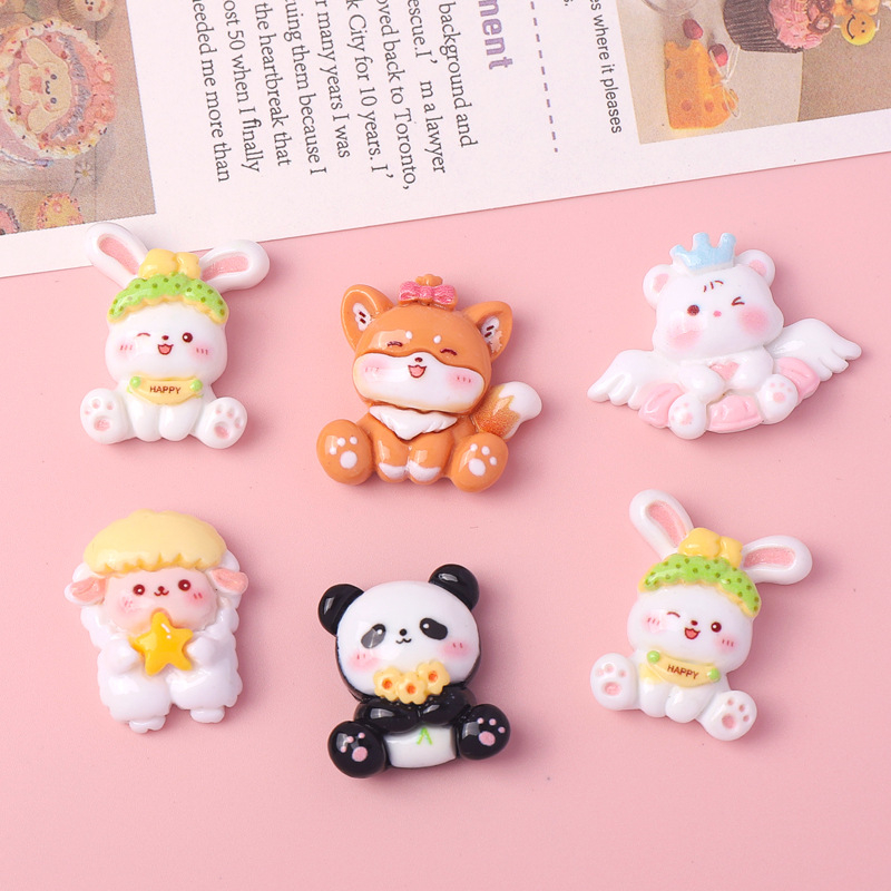 10 ชิ้น / แพ็ค จําลอง การ์ตูนสัตว์น่ารัก กระต่าย แพนด้า สุนัขจิ้งจอก เรซิน สร้างสรรค์ อุปกรณ์เสริม Diy เคสโทรศัพท์แบน ถ้วยน้ํา รองเท้า หัวเข็มขัด วัสดุตกแต่ง