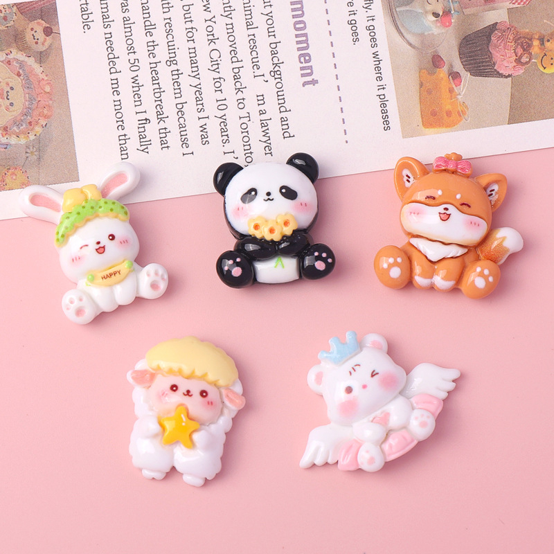 10 ชิ้น / แพ็ค จําลอง การ์ตูนสัตว์น่ารัก กระต่าย แพนด้า สุนัขจิ้งจอก เรซิน สร้างสรรค์ อุปกรณ์เสริม Diy เคสโทรศัพท์แบน ถ้วยน้ํา รองเท้า หัวเข็มขัด วัสดุตกแต่ง