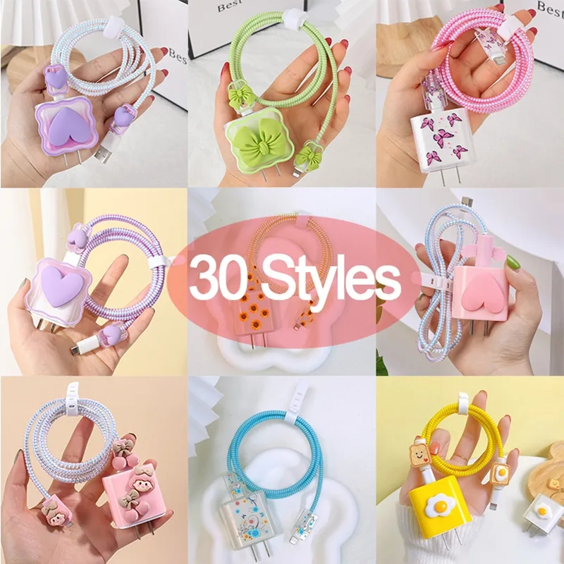 เคสซิลิโคนใส ป้องกันสายชาร์จ ลายการ์ตูน สําหรับ Type-C to Liting Cable 18W 20W