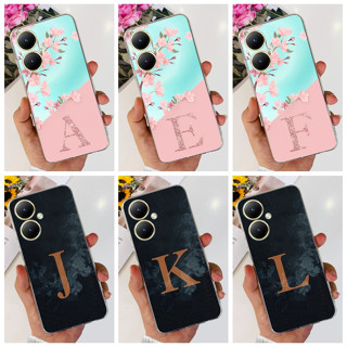 เคสโทรศัพท์มือถือ ซิลิโคนนิ่ม TPU ลายตัวอักษร ดอกไม้ หมอก แฟชั่น สําหรับ Vivo Y27 4G V2249 VivoY27 2023